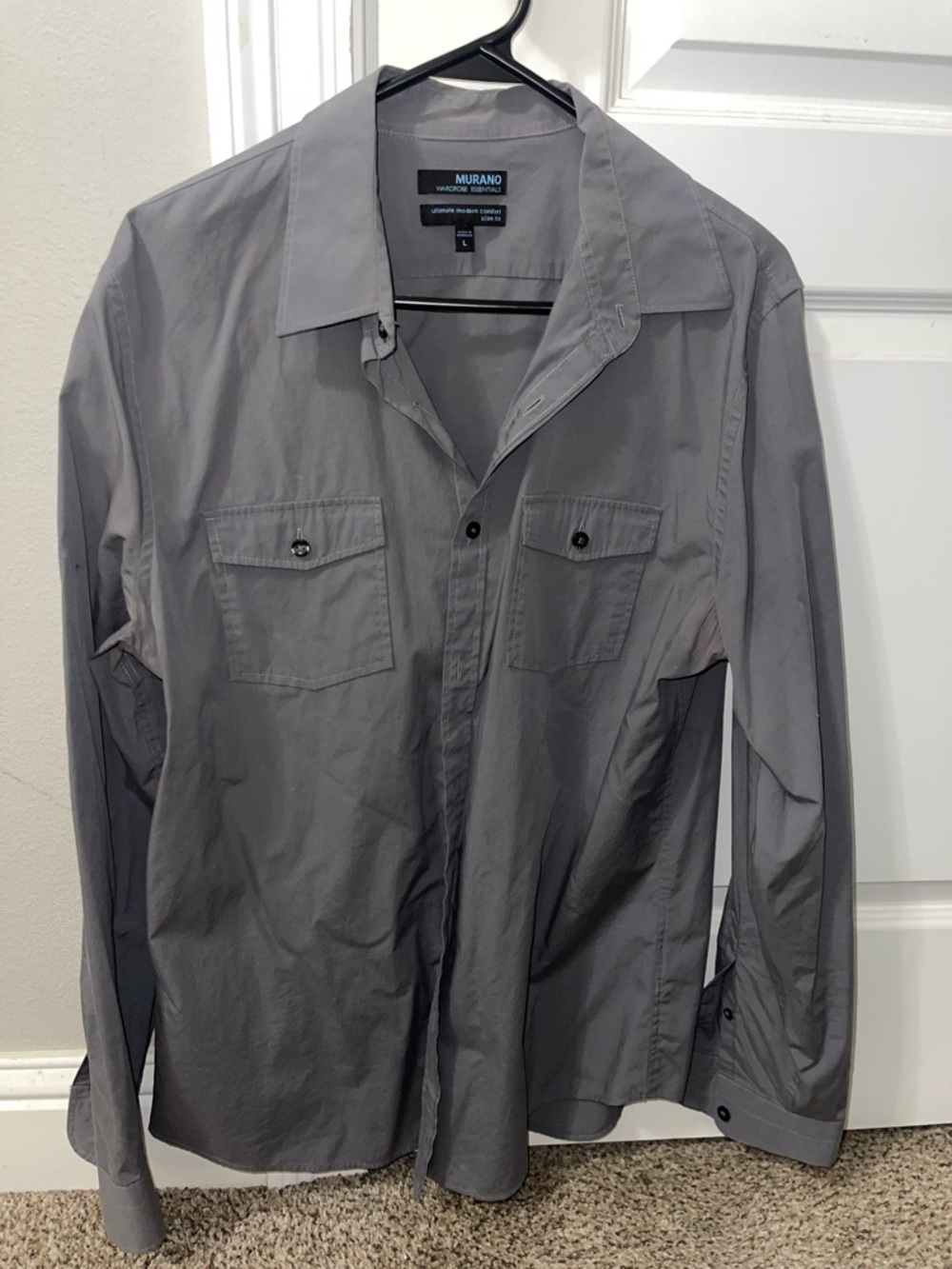 Murano Men's Gray Lightweight Button-Up Shirt Jacket